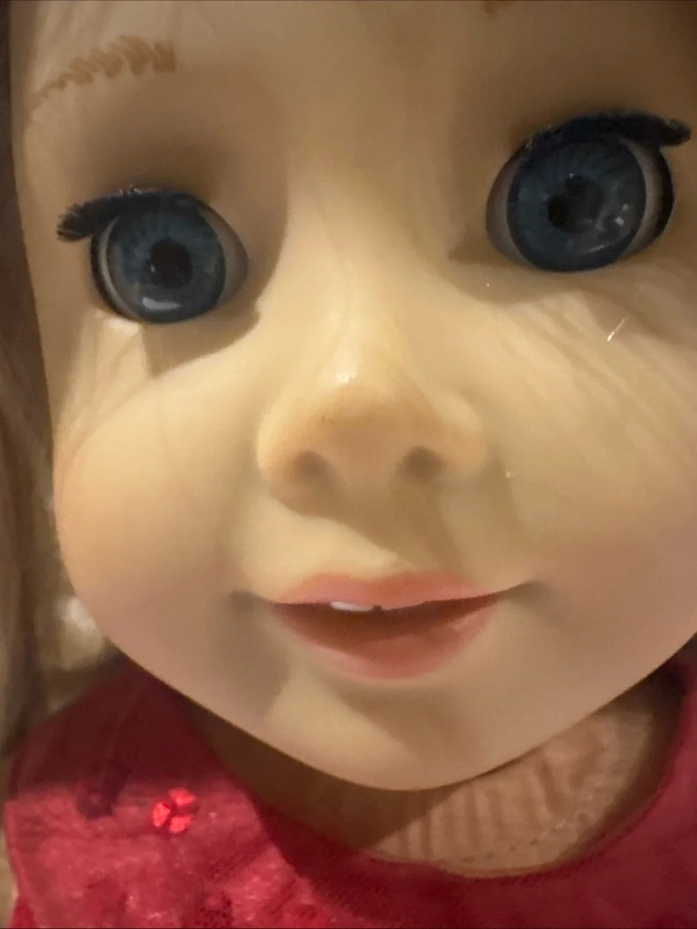 American Girl 2014 Truly Me Doll #27 Blonde Hair Blue Eyes w Red Holiday Dress